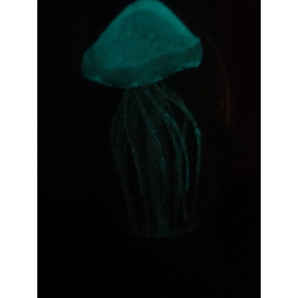 Jellyfish Paperweight, White, Glow In The Dark, With Blue‎ Background, 4.5